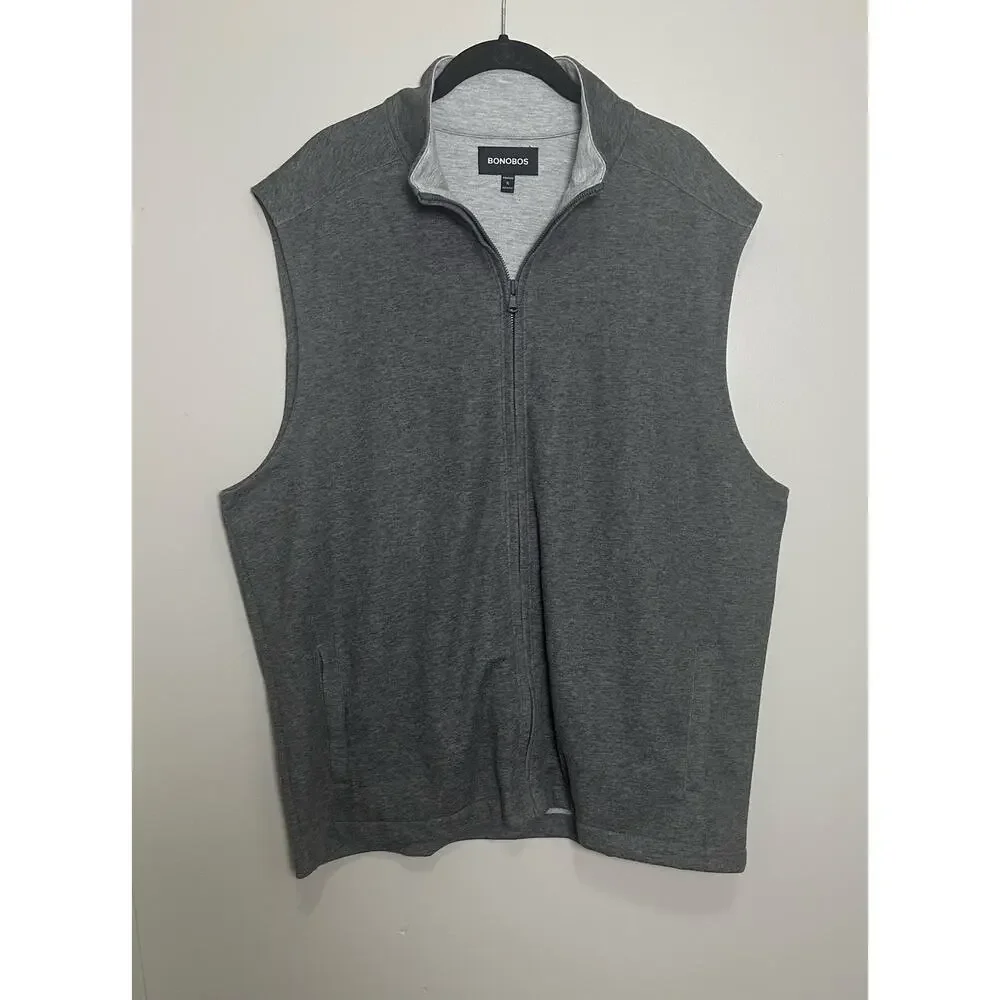 Bonobos Daily Grind Fleece Zip Vest Mens XL Gray Sleeveless Casual - Picture 1 of 6